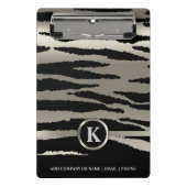 Monogram Zilver en Zwarte Zebra Stripes Mini Klembord (Voorkant)