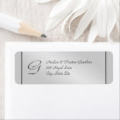 Monogram Zilver Faux Metaal Bruiloft Adres Label (Insitu)
