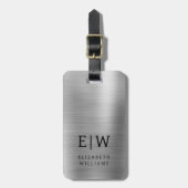 Monogram Zilver Geborsteld Metallic Elegant Bagagelabel (Voorkant verticaal)