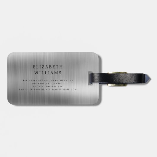 Monogram Zilver Geborsteld Metallic Elegant Bagagelabel (Achterkant horizontaal)