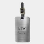 Monogram Zilver Geborsteld Metallic Elegant Bagagelabel (Voorkant verticaal)
