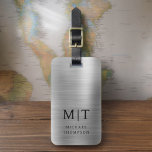Monogram Zilver Geborsteld Metallic Elegant Bagagelabel<br><div class="desc">Verhoog uw reiservaring met ons Classic Elegant Modern Minimalist Monogram Bagagelabel. Dit zorgvuldig ontworpen accessoire combineert naadloos tijdloze elegantie met hedendaags minimalisme, waardoor uw bagage opvalt met verfijning. Dit bagagelabel, dat met precisie en oog voor detail is vervaardigd, is meer dan alleen een praktisch item; het is een gepersonaliseerde uiting...</div>