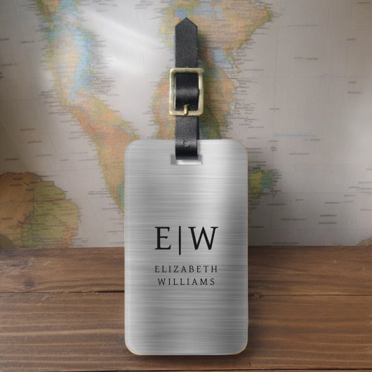 Monogram Zilver Geborsteld Metallic Elegant Bagagelabel