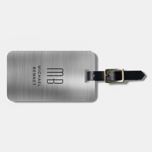 Monogram zilver Geel geborsteld metaal Bagagelabel (Voorkant horizontaal)