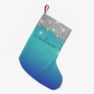 Monogram Zilver Glitter Kerstscriptie Aandenken Kleine Kerstsok