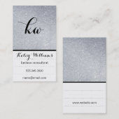 Monogram | Zilver Glitter Visitekaartje (Voorkant / Achterkant)