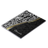 Monogram Zilver Grijs en Zwarte Damask Notitieboek