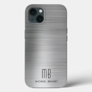 Monogram zilver grijs geborsteld metaal Case-Mate iPhone case