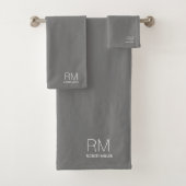 Monogram Zilver Grijze Modern Minimalistisch Stijl Bad Handdoek (Insitu)