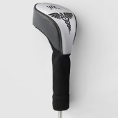 Monogram zilver Medische Caduceus Golfheadcover (Schuin)