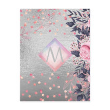 Monogram Zilver Navy Rosegoud Meisjesachtig Huweli