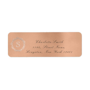 Monogram Zilver Roos Goud Retouradres RSVP 16t Etiket