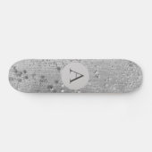 Monogram Zilver Stardust Glitter op Silver Burlap Persoonlijk Skateboard (Horizontaal)