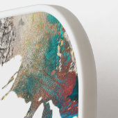 Monogram Zilver Turquoise Sinaasappel Abstract Spl Pickleball Paddle (Links Detail)