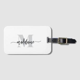 Monogram zilver wit zwart persoonlijk bagagelabel