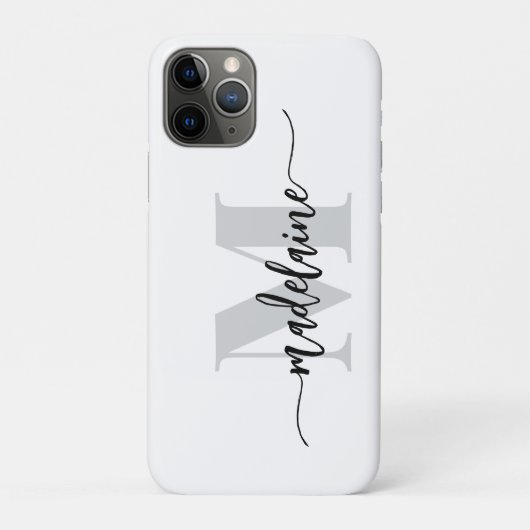 Monogram zilver wit zwart persoonlijk Case-Mate iPhone case (Achterkant)