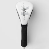 Monogram zilver wit zwart persoonlijk golfheadcover (Voorkant)