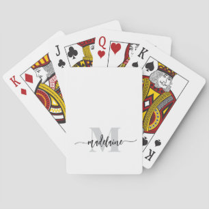 Monogram zilver wit zwart persoonlijk pokerkaarten