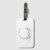 Monogram Zilver Wit Zwart Persoonlijk Reizen Bagagelabel (Voorkant (verticaal))