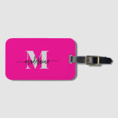 Monogram Zilver Zwart Roze Personal Bagagelabel (Voorkant (horizontaal))