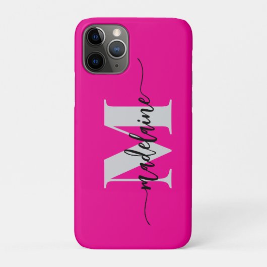 Monogram Zilver Zwart Roze Personal Case-Mate iPhone Case (Achterkant)