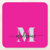 Monogram Zilver Zwart Roze Personal Kartonnen Onderzetters (Voorkant)
