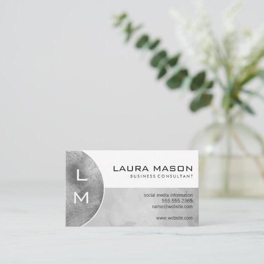 Monogram | Zilverboringen Visitekaartje (Staand voorkant)