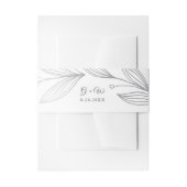 Monogram zilveren botanische bladeren elegante bru uitnodigingen wikkel (Voorkant Voorbeeld)