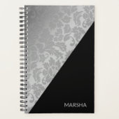 Monogram zilveren damast planner (Voorkant)