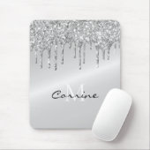 Monogram zilveren druppelaar Glitter Metallic Plat Muismat (Met muis)