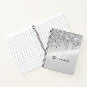 Monogram zilveren druppelaar Glitter Metallic Plat Notitieboek (Binnen)
