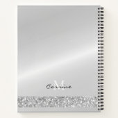 Monogram zilveren druppelaar Glitter Metallic Plat Notitieboek (Achterkant)