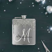 Monogram zilveren glitter druppels Girly Heupfles