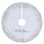 Monogram Zilveren Glitter Girly Glam Kerstboom Rok (Voorkant)