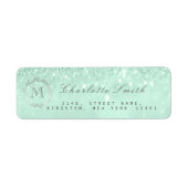 Monogram Zilveren Glitter Mint Groen RSVP Bruids Etiket (Voorkant)