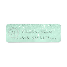 Monogram Zilveren Glitter Mint Groen RSVP Bruids Etiket