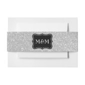 Monogram zilveren glitter-omhulling uitnodigingen wikkel (Voorkant Voorbeeld)
