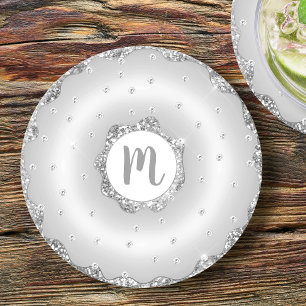 Monogram zilveren glitters donut chic script meisj ronde kartonnen onderzetter