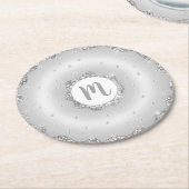 Monogram zilveren glitters donut chic script meisj ronde kartonnen onderzetter (Gebogen)