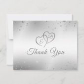 Monogram zilveren hart jaren in voor altijd bedankkaart (Voorkant)