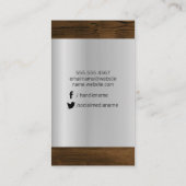 Monogram | Zilveren metalen houtnerf-afwerking Visitekaartje (Achterkant)