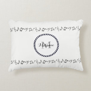 Monogram Zilveren Muzieknoten Accent Kussen
