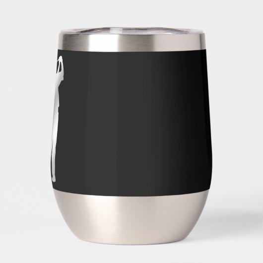 Monogram Zilveren Silhouet Golfer op Zwart (Achterkant)