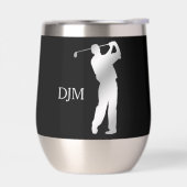 Monogram Zilveren Silhouet Golfer op Zwart (Links)