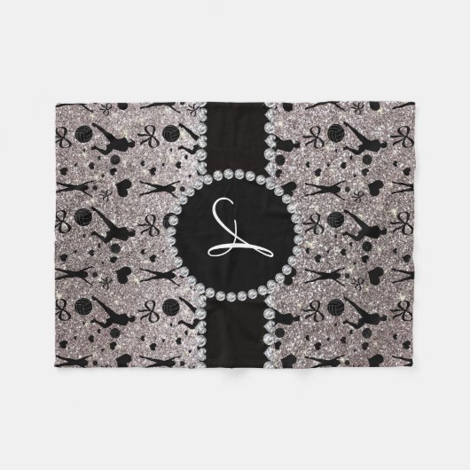 Monogram zilverglitter volleybalspelers fleece deken (Voorkant (Horizontaal))