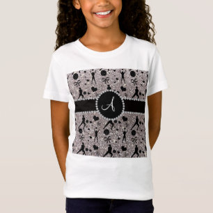 Monogram zilverglitter volleybalspelers t-shirt