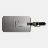 Monogram Zilverkleurige geborstelde metalen pas Bagagelabel (Voorkant horizontaal)