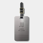 Monogram Zilverkleurige geborstelde metalen pas Bagagelabel (Voorkant verticaal)