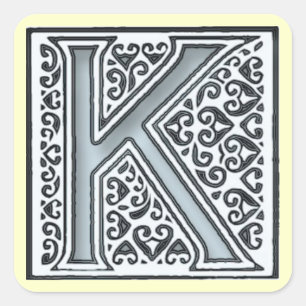 monogram zilvermozaïektegel - vierkante sticker