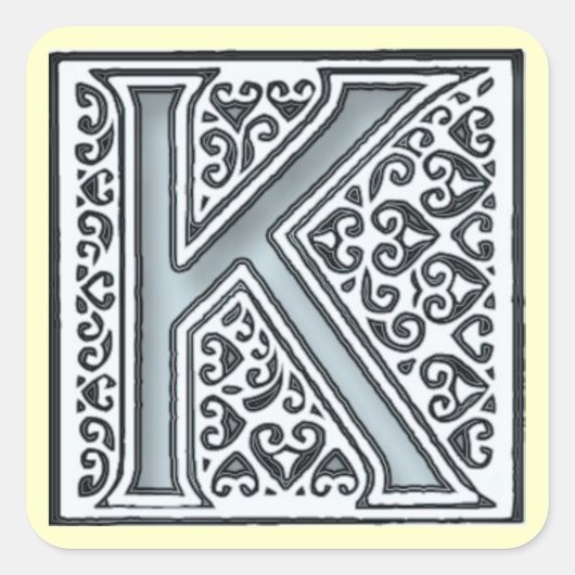 monogram zilvermozaïektegel - vierkante sticker (Voorkant)